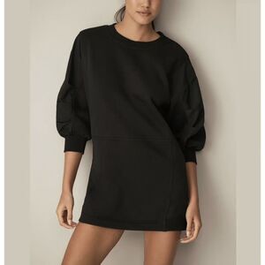 Daily Practice Black Sweatshirt Dress Puff Sleeve Crewneck Pullover Size M